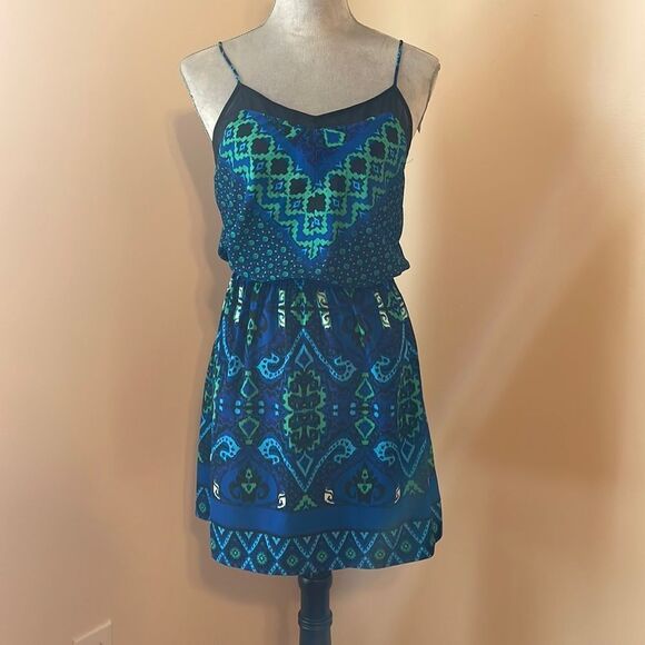 Blue and green spaghetti strap dress - Picture 1 of 6